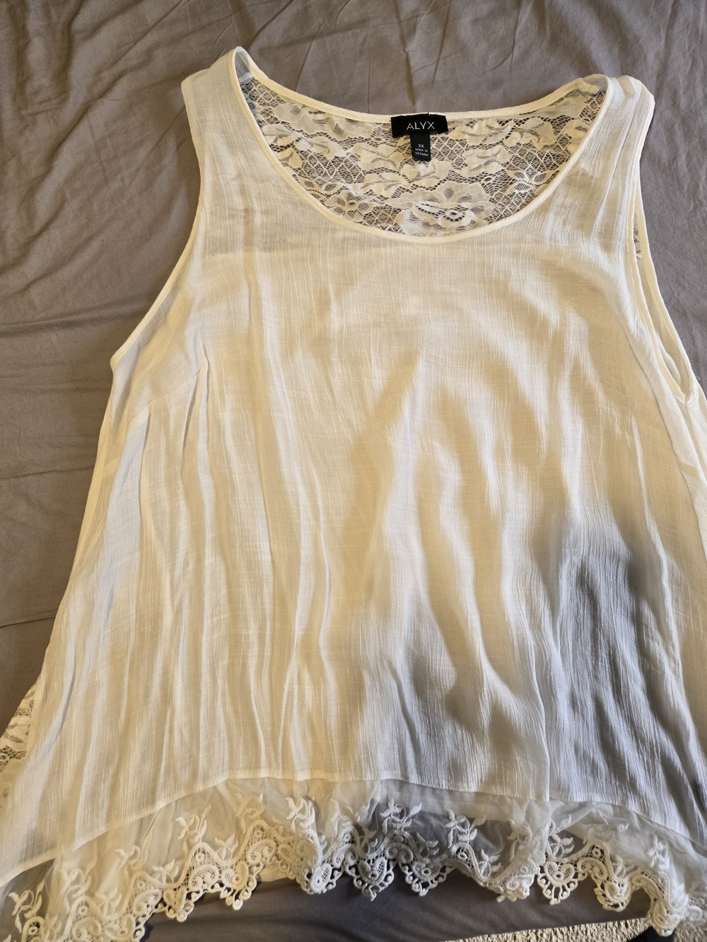 ALYX White Lace-Trim Sleeveless Camisole